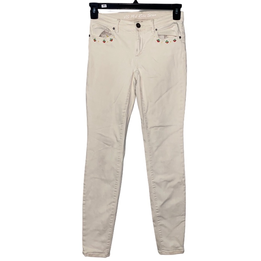 Y2K Victoria's Secret Strawberry Cream Skinny Jeans Size 0 Low Rise